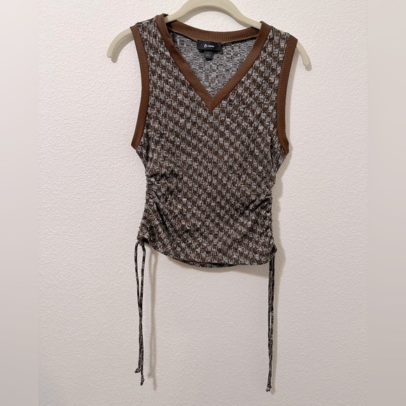Bwear Tops - EUC B•Wear Knit Brown Sweater Vest Tank V/Neck Adjustable Cinched Sides
